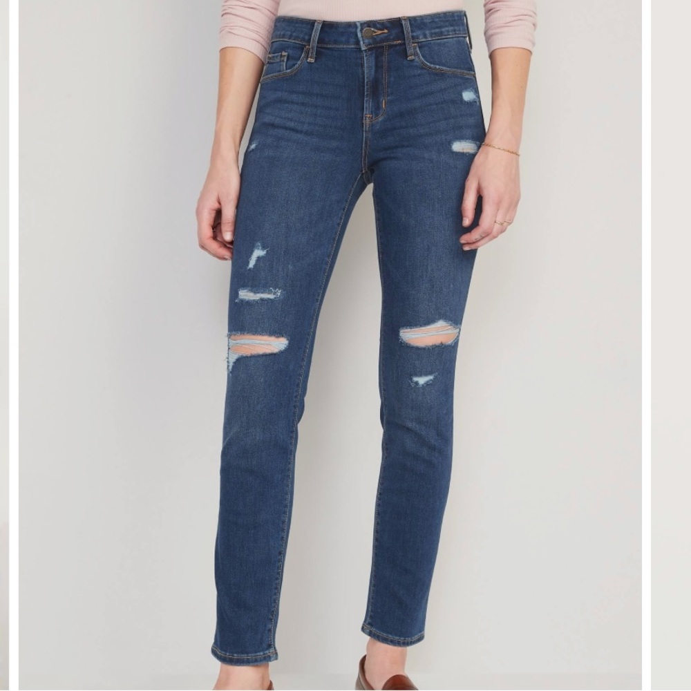 Old Navy‎ mid rise power slim straight denim